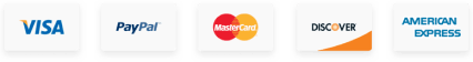 Secure payment options: Visa, PayPal, Mastercard, Discover, American Express